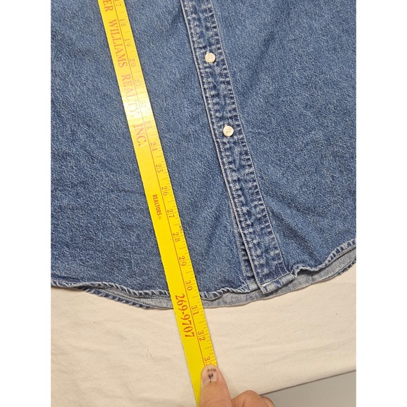 Vintage Warner Bros Looney Tunes New York Denim Shirt Mens Med Blue Embroidered - Picture 5 of 7